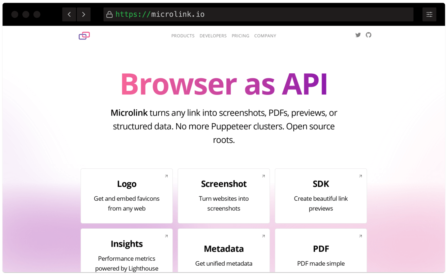 Microlink bulk website screenshot API